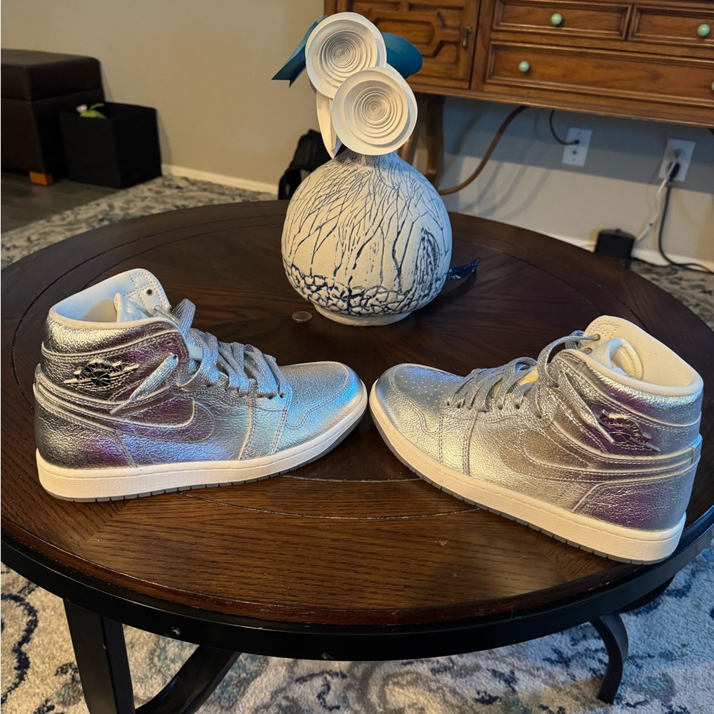 Jordan Metallic Silver Women's Sneakers - Picture 3 of 5